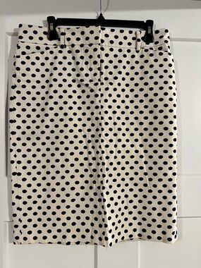 New York & Company Black Polka Dot Pencil Skirt on Cream